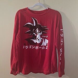 Dragon Ball Z Anime Goku Red Long Sleeve Graphic T-shirt  Size Large